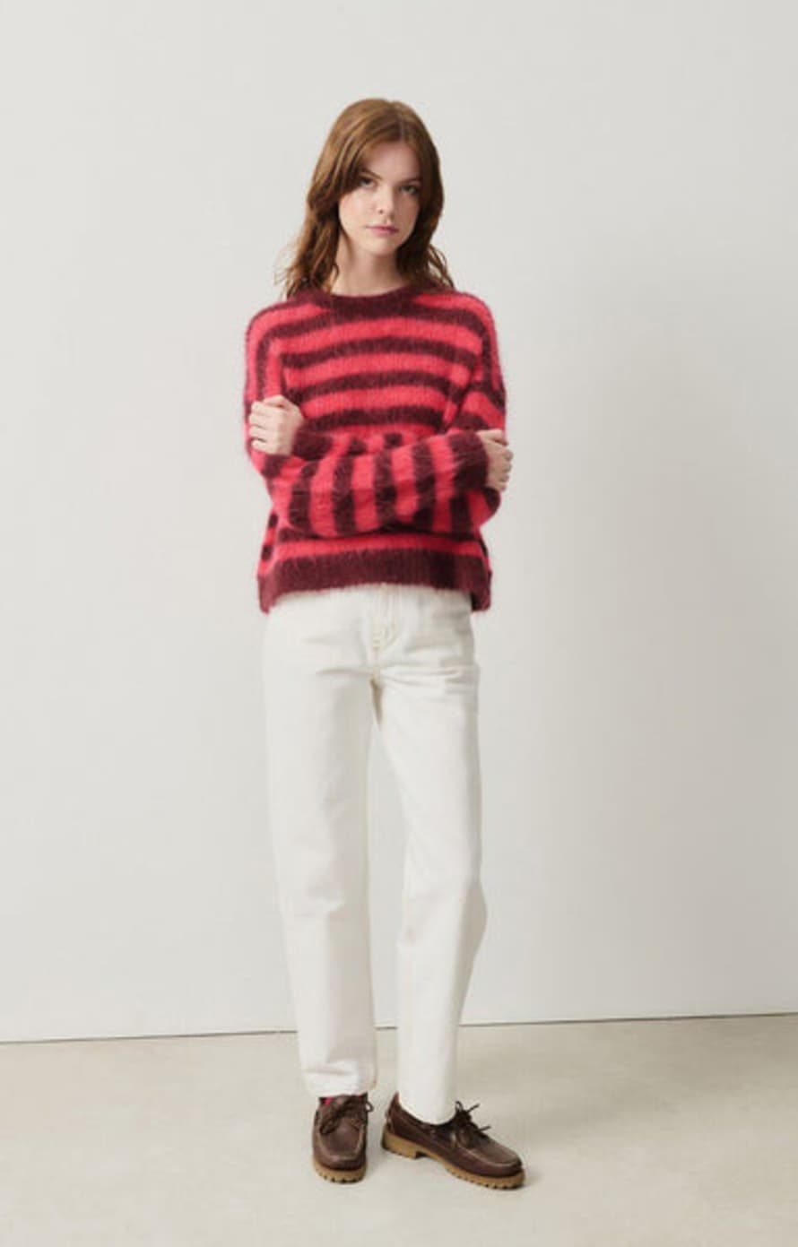 American Vintage Bymi Jumper - Burgundy & Hortensia Striped