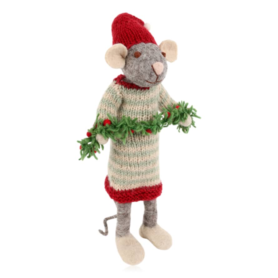 Gry and Sif Grey Mouse With Garland Large