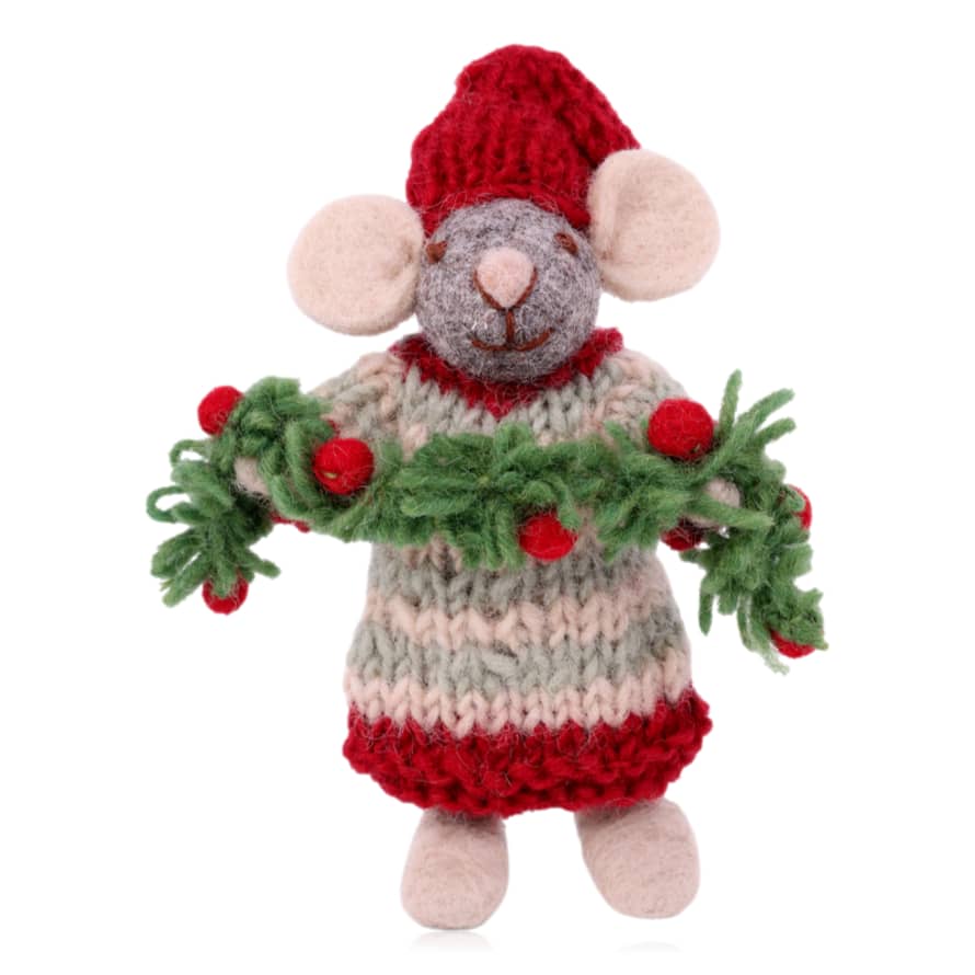 Gry and Sif Grey Mouse With Garland Small