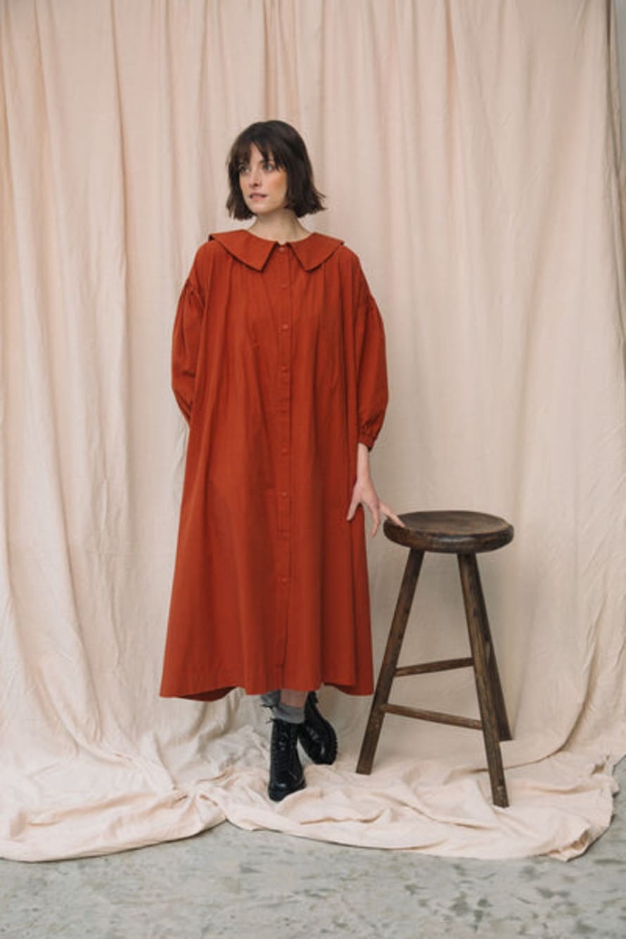 Beaumont Organic Aralia Organic Cotton Poplin Dress In Paprika