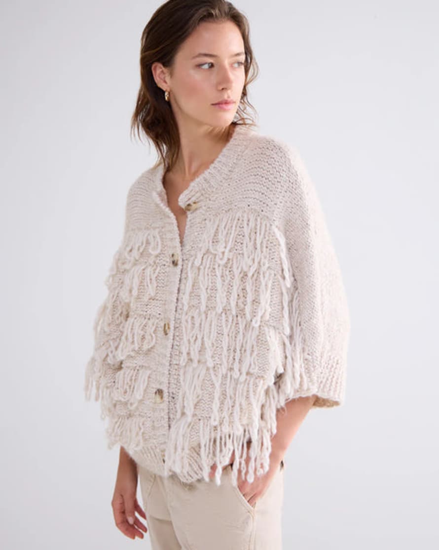 SUMMUM WOMAN Fringe Cardigan - Creme