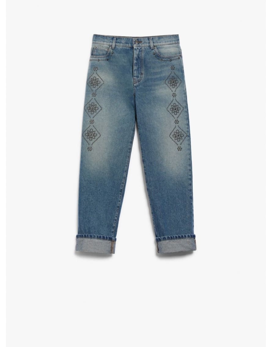 Max Mara Weekend Gatti Studded Straight Leg Jeans Col: 005 Blue