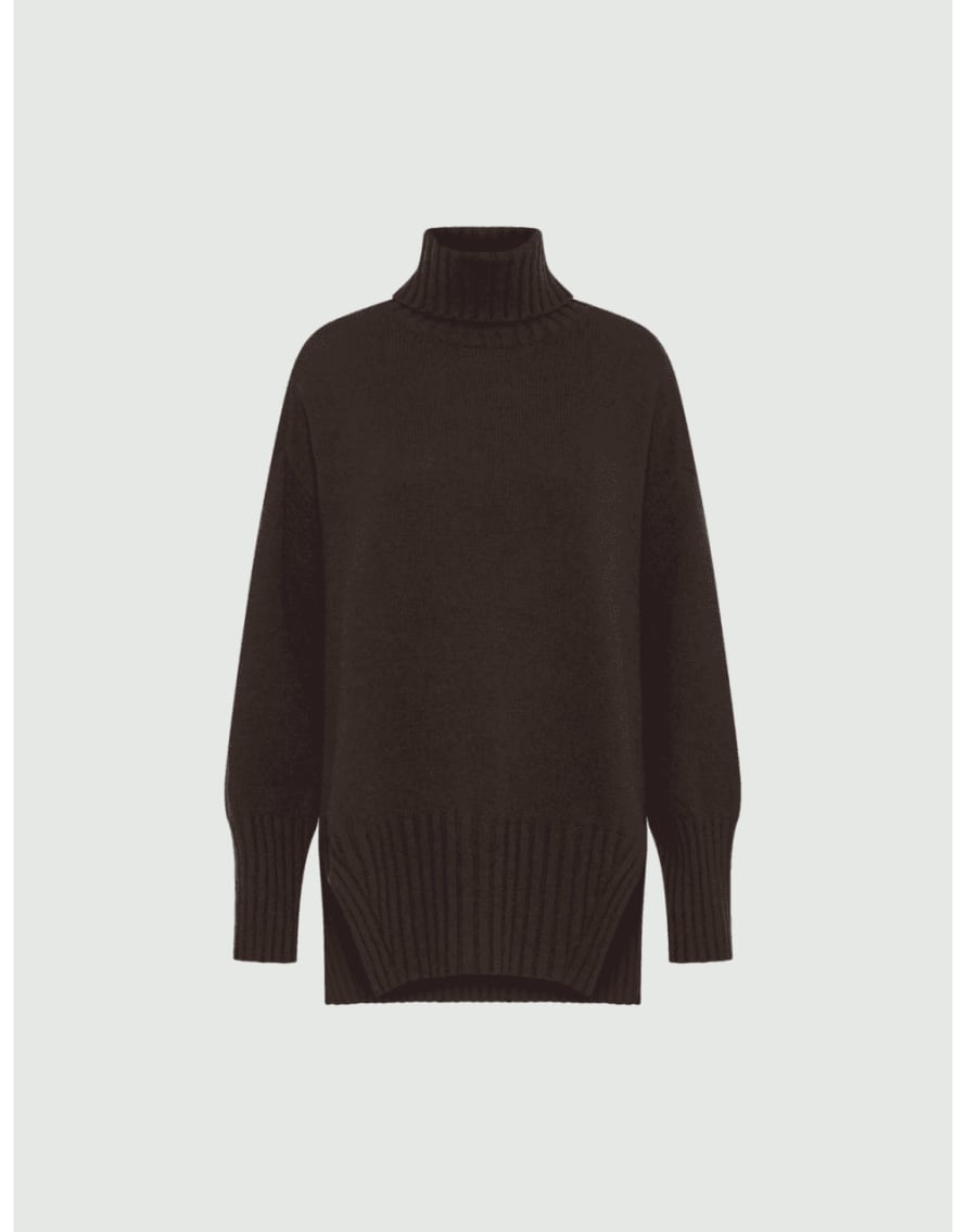 Marella Lampada Ribbed Roll Neck Oversized Jumper Col: 003 Dark Brown