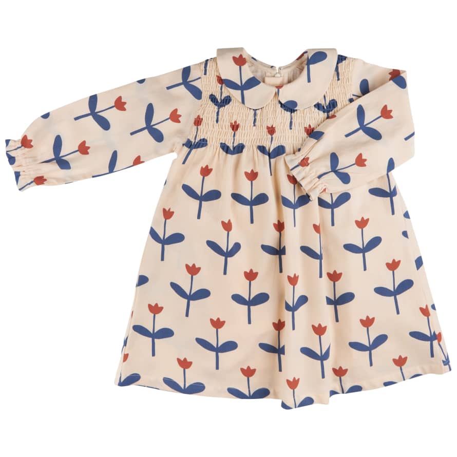 Pigeon Organics Smock Dress With Peter Pan Collar, Tulip Blue