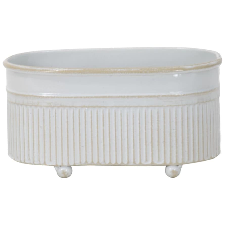 Foreside Home & Garden Antique White Metal Trough