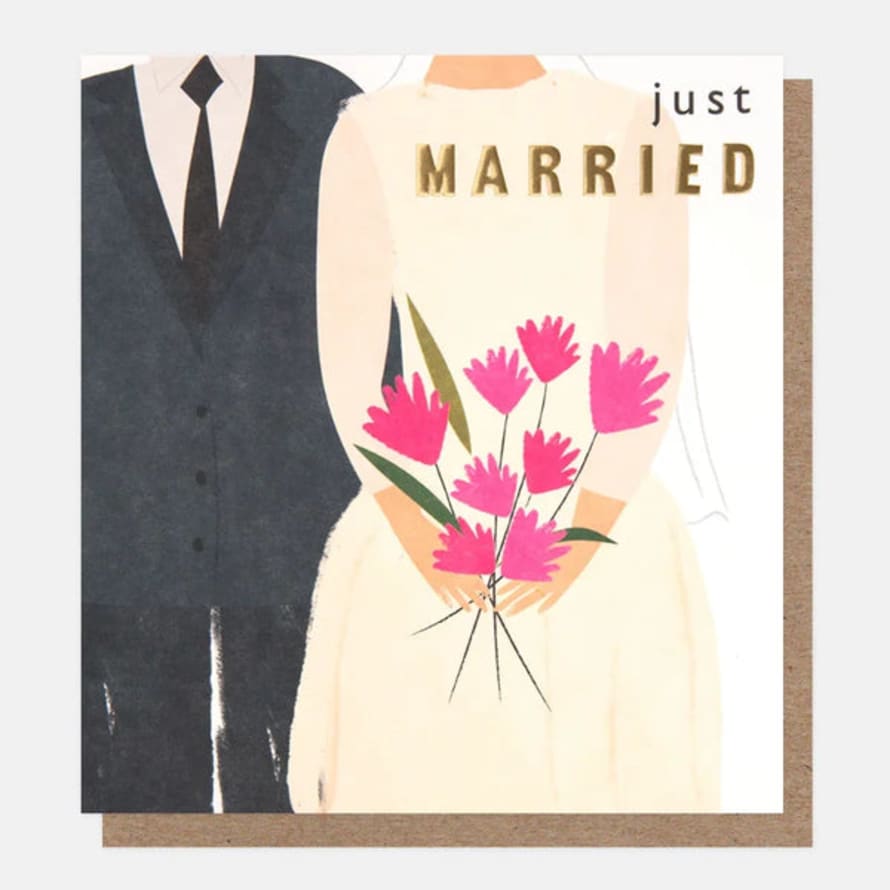 Caroline Gardner Cards Gfg012 Just Married Bride & Groom Card