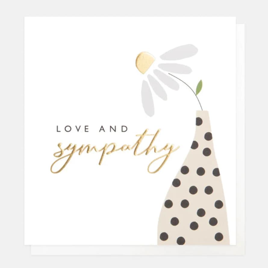 Caroline Gardner Cards Sym019 Love and Sympathy Spotty Vase With Daisy