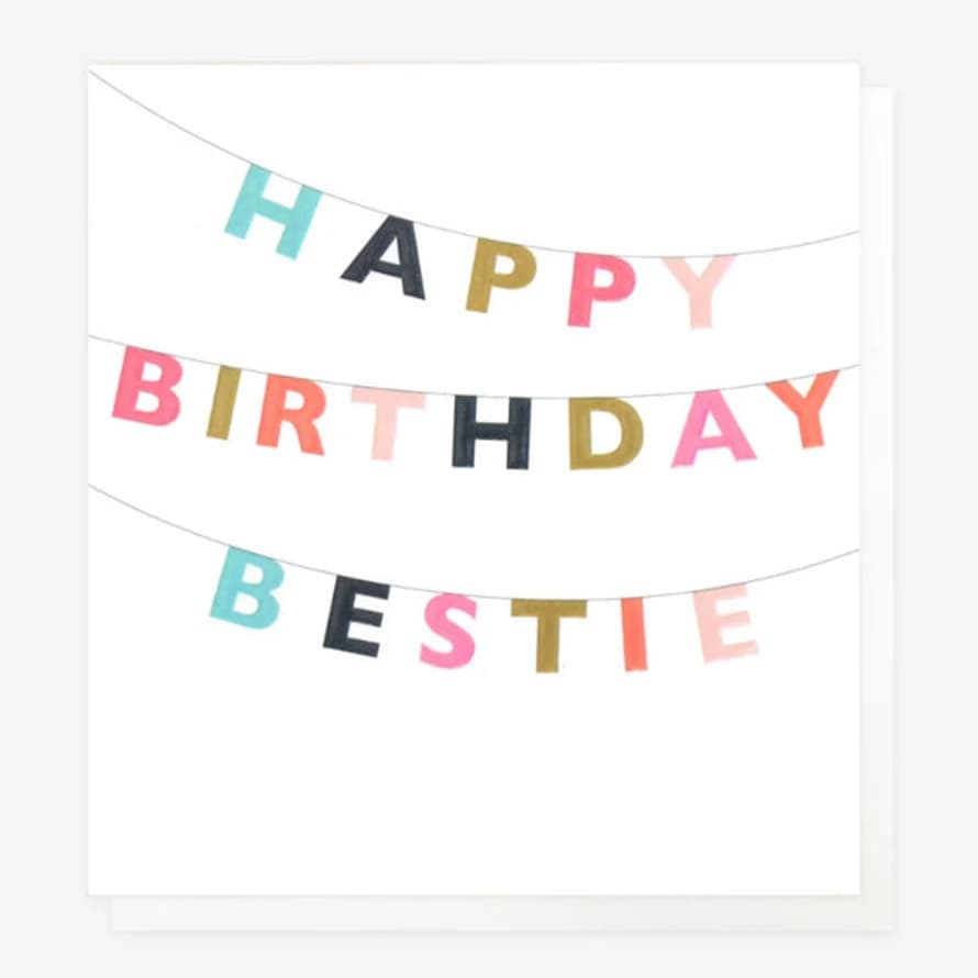 Caroline Gardner Cards Wol004 Happy Birthday Bestie Bunting Card