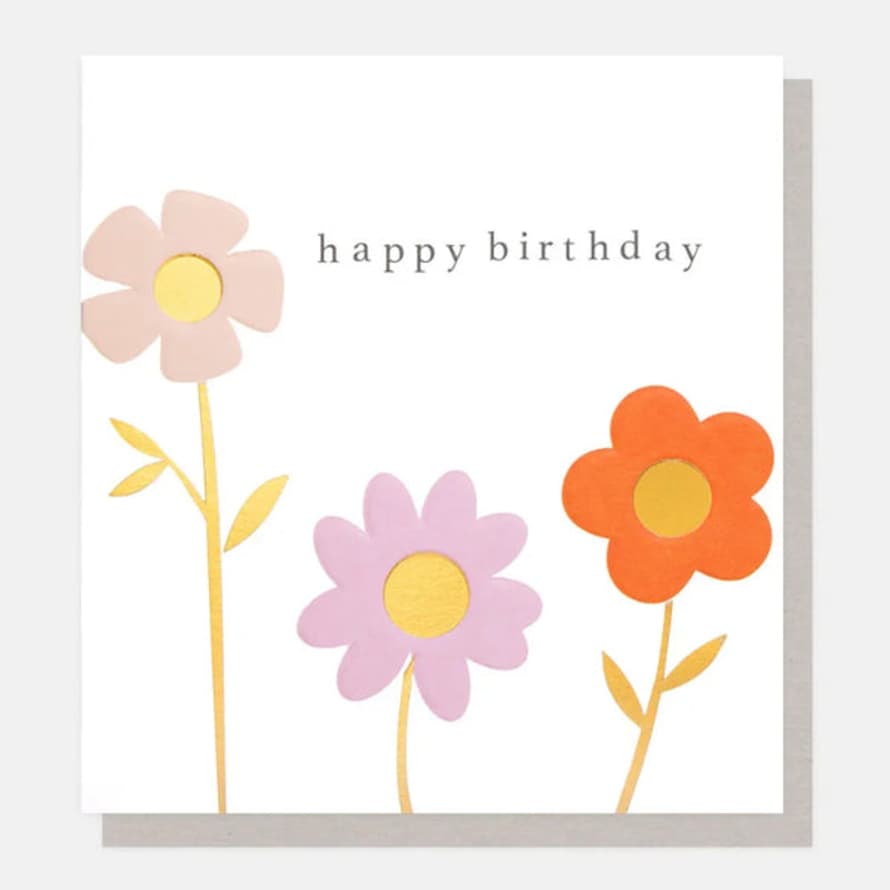 Caroline Gardner Cards Ldn002 Happy Birthday Lilac Pink Red Flowers Card