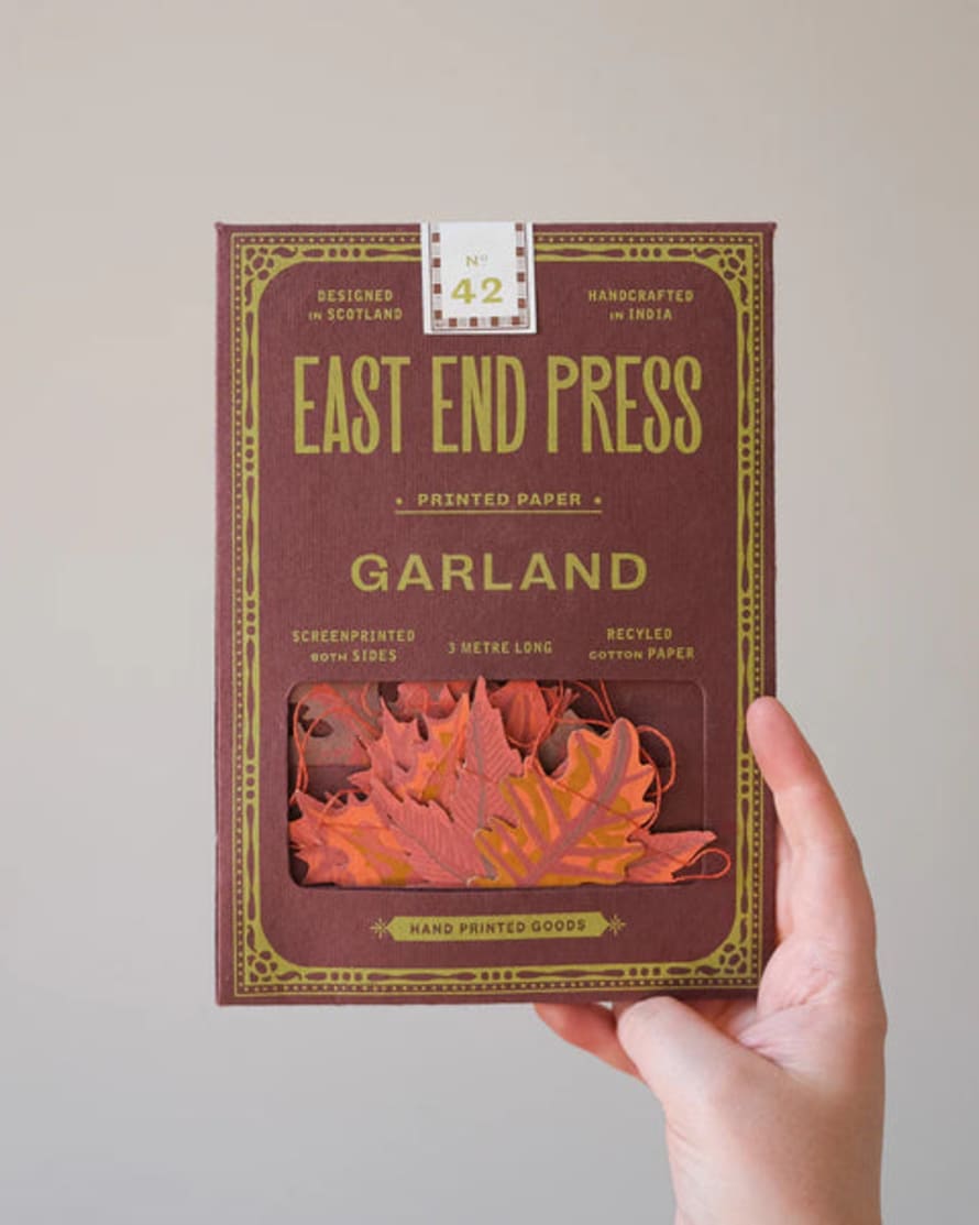 East End Press Autumn Leaves Screenprinted Paper Garland