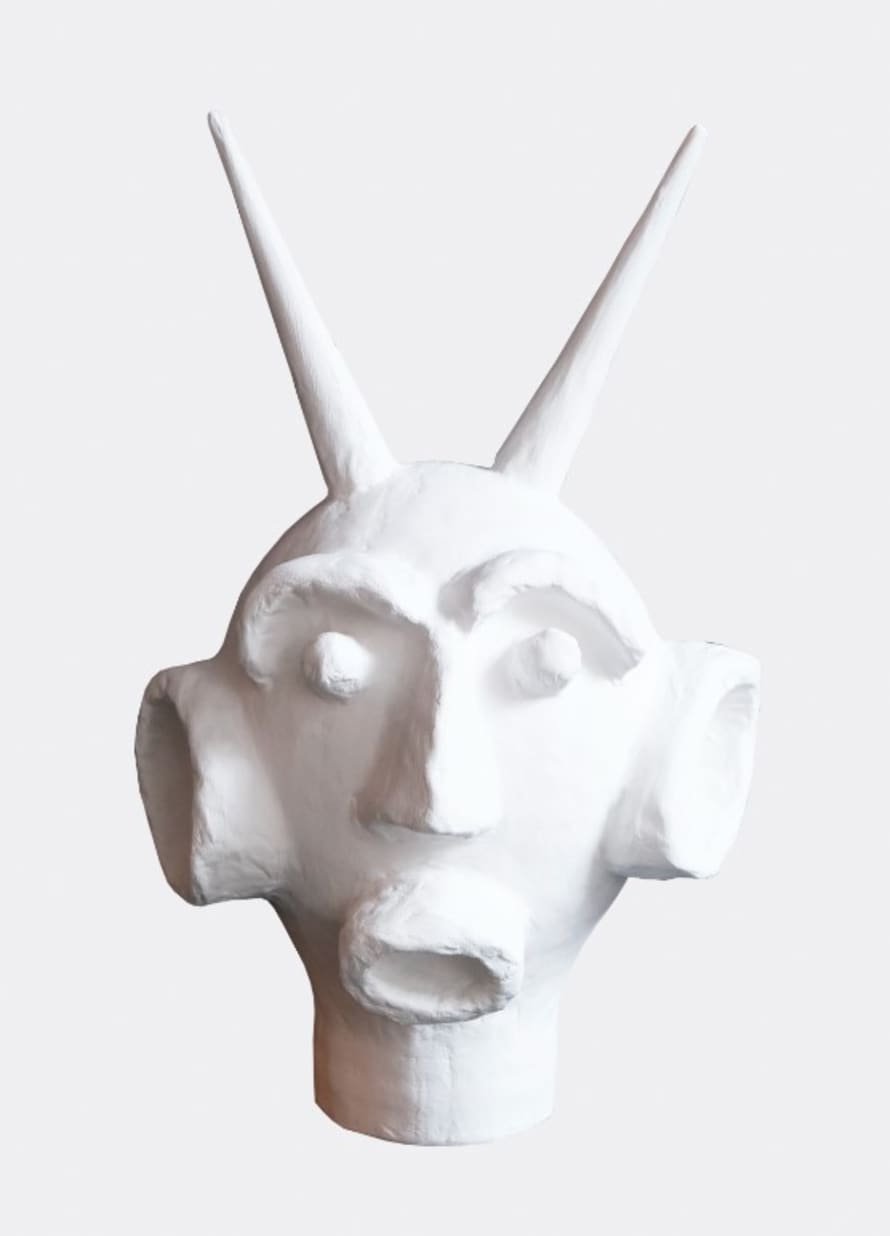 Pura Cal Popular White Paper Mache Small Head With Horns