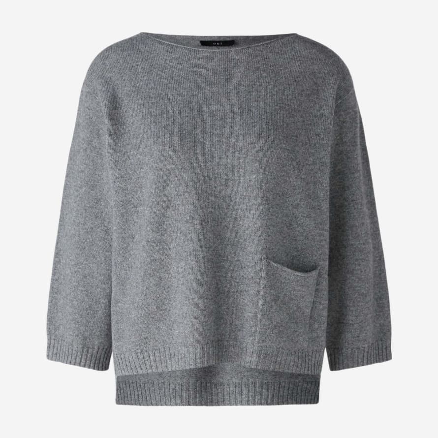 Oui Fashion Pullover Wool Blend Grey