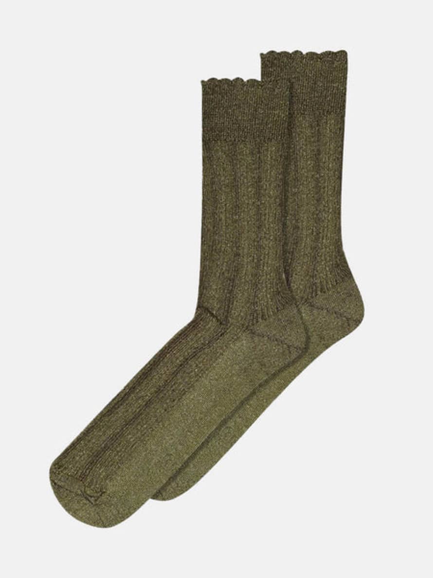 mp Denmark Julia Glitter Socks - Capulet Olive