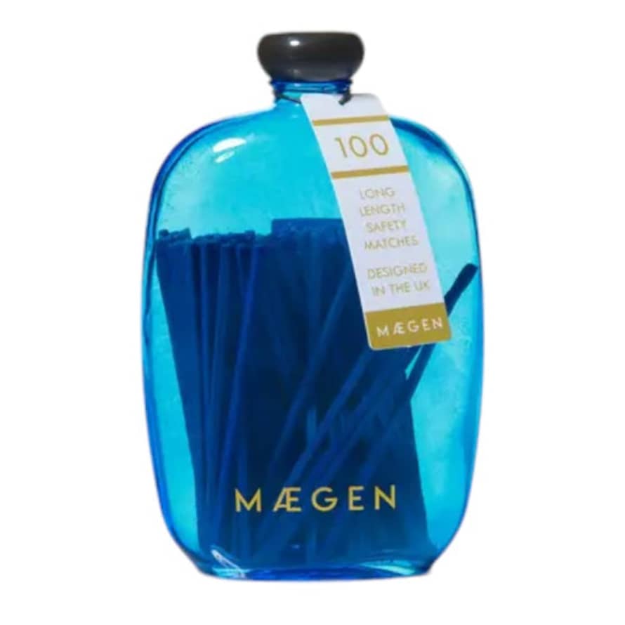 Maegen Matches In Bubble Glass Bottle Blue