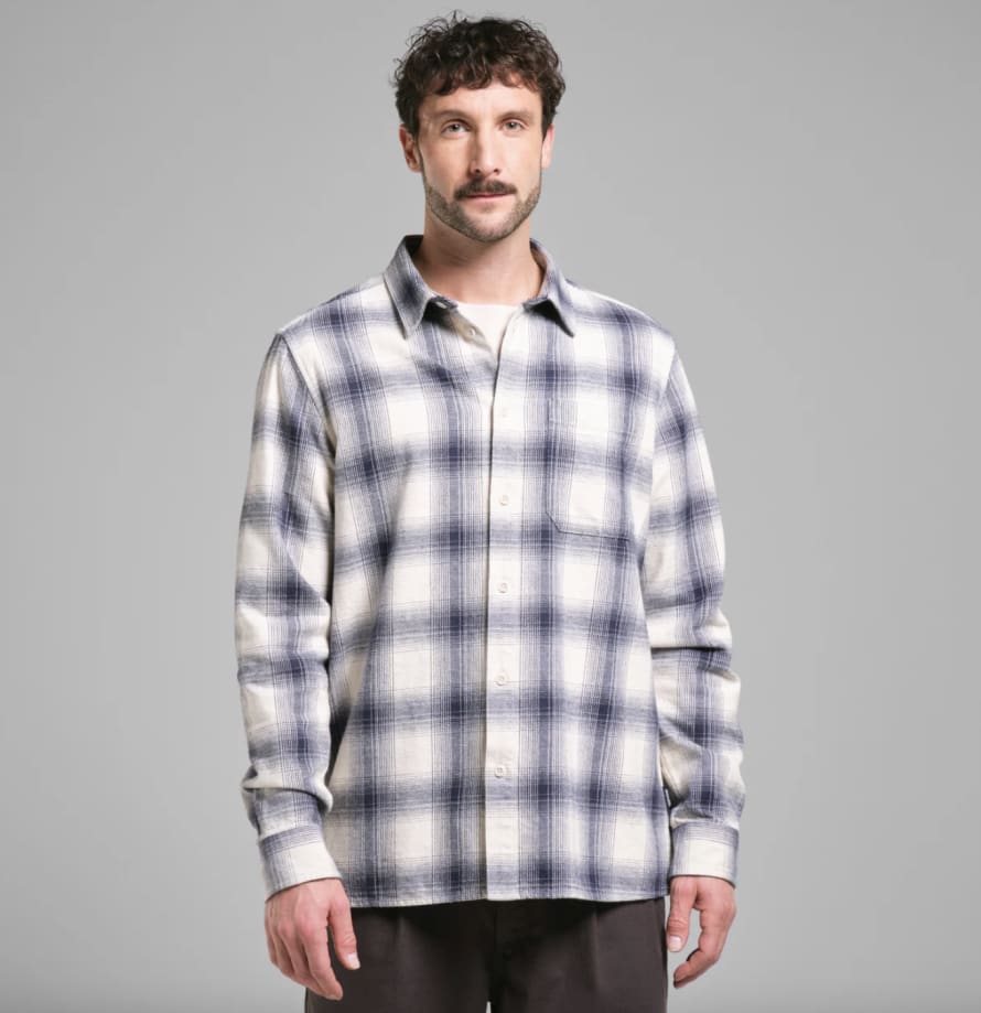 dedicated Shirt Rute Flannel Shadow Check Oat White