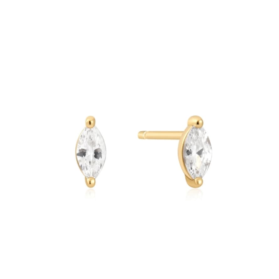 Ania Haie Gold Pave Marquise Studs - Sunshine Chaser