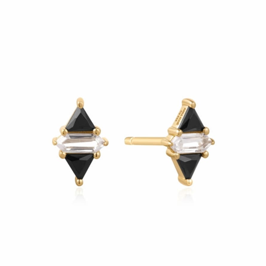 Ania Haie Gold Triangle Black/white Cubic Zirconia Studs - Sunshine Chaser