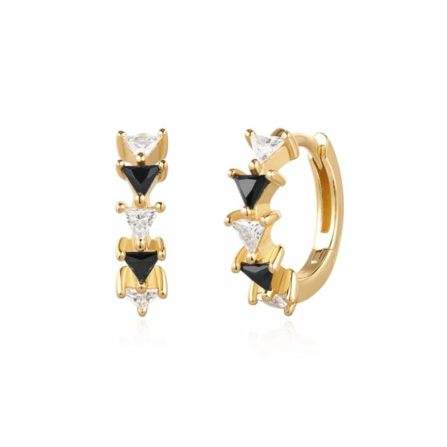 Ania Haie Gold Black/white Triangular Cubic Zirconia Huggie Earrings - Sunshine Chaser