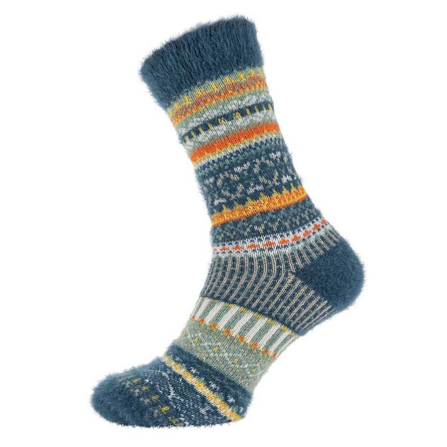 Joya 7-11 Wool Blend Socks Teal Patterned