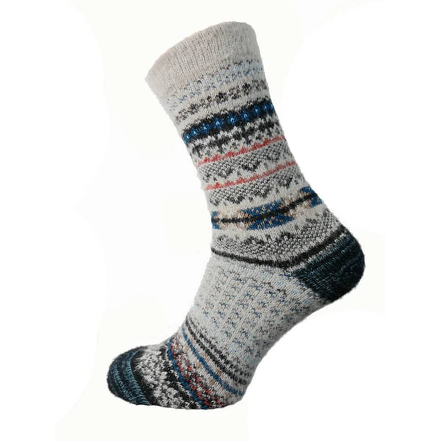 Joya 7-11 Wool Blend Grey Patterned Socks