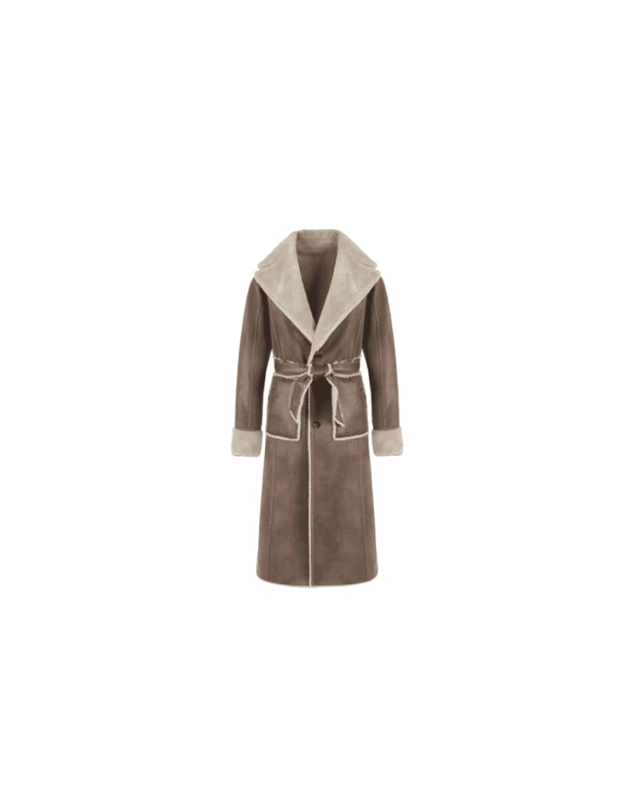 Urbancode Urbancode Reversible Aviator Style Long Coat Size: M, Col: Taupe