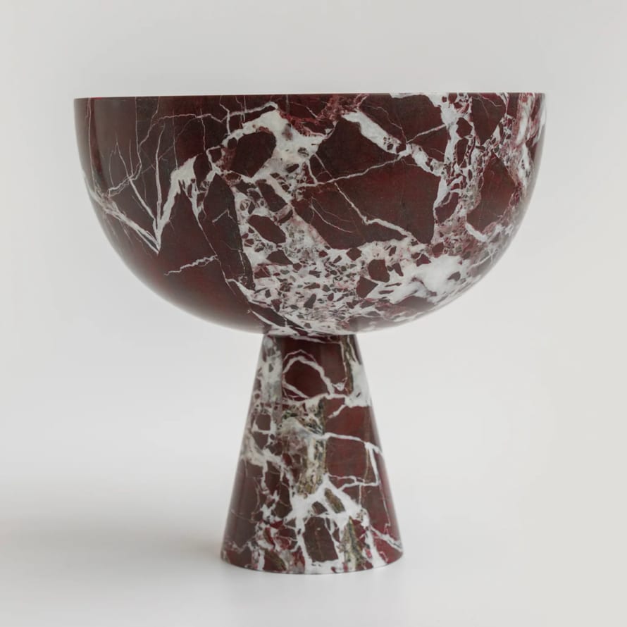 Kiwano Concept XL Rosso Marble Levanto Decorative Pedestal Bowl