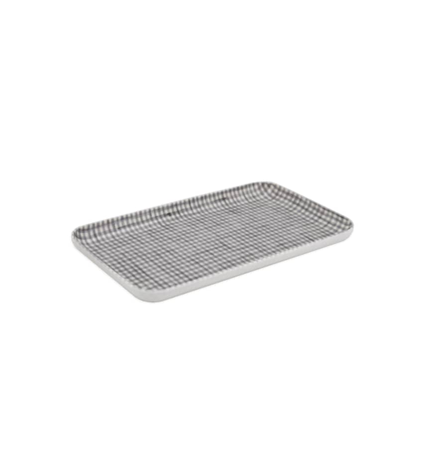 Fog Linen Work Jesse Small Coated Linen Tray, Grey Gingham