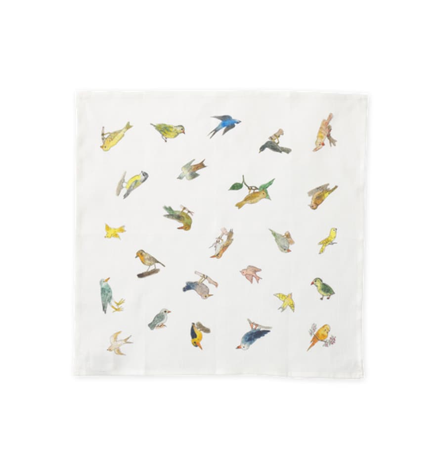 Fog Linen Work Linen Handkerchief, Illustrated Birds