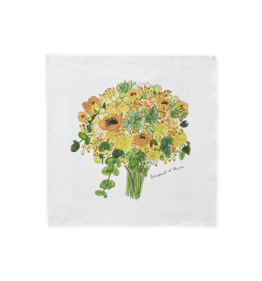 Fog Linen Work Linen Handkerchief, Illustrated Flowers