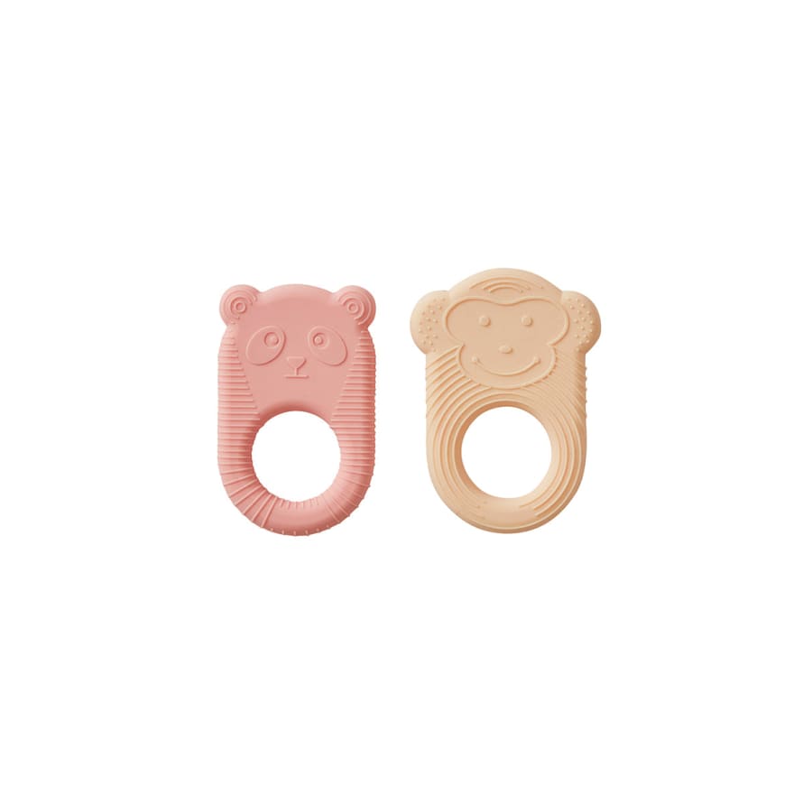 OYOY Pack of 2 Vanilla and Coral Silicone Teethers