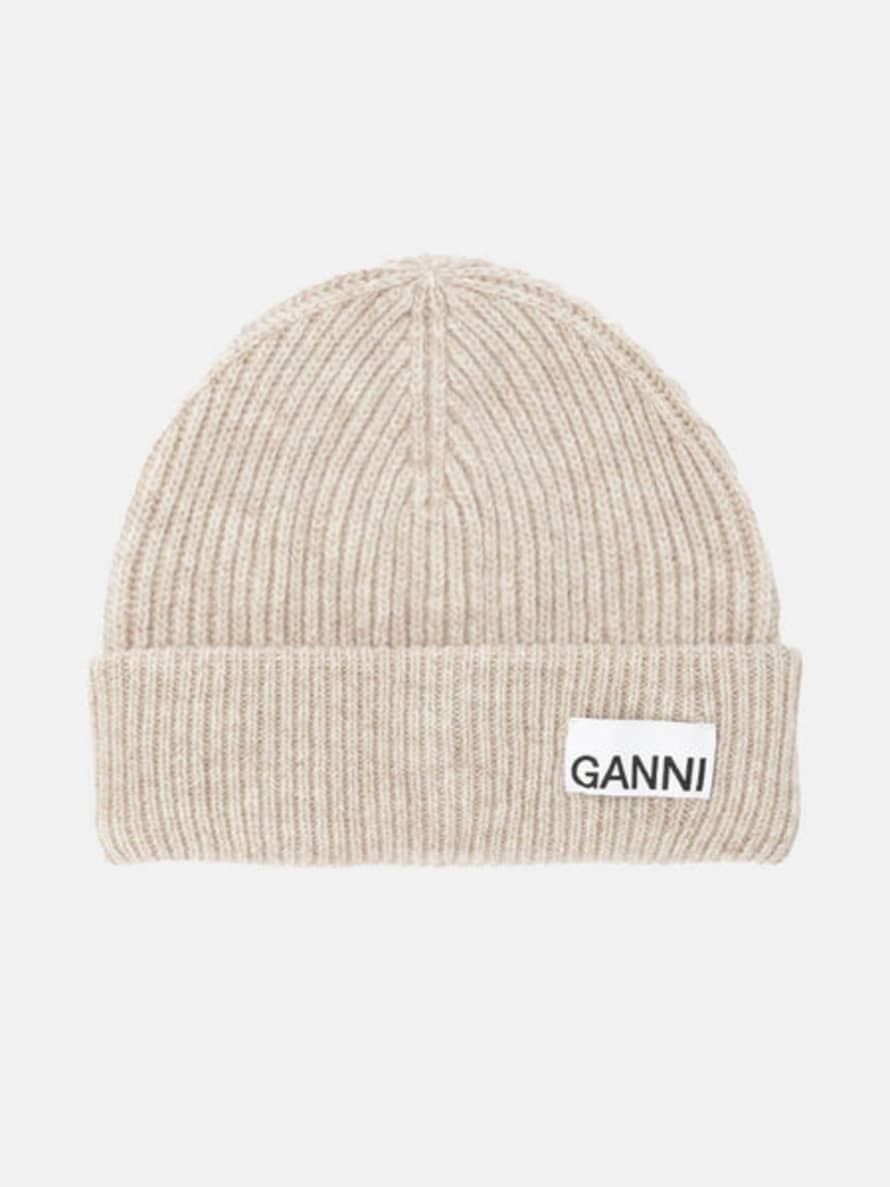 Ganni Light Structured Rib Knit Beanie - Brazilian Sand