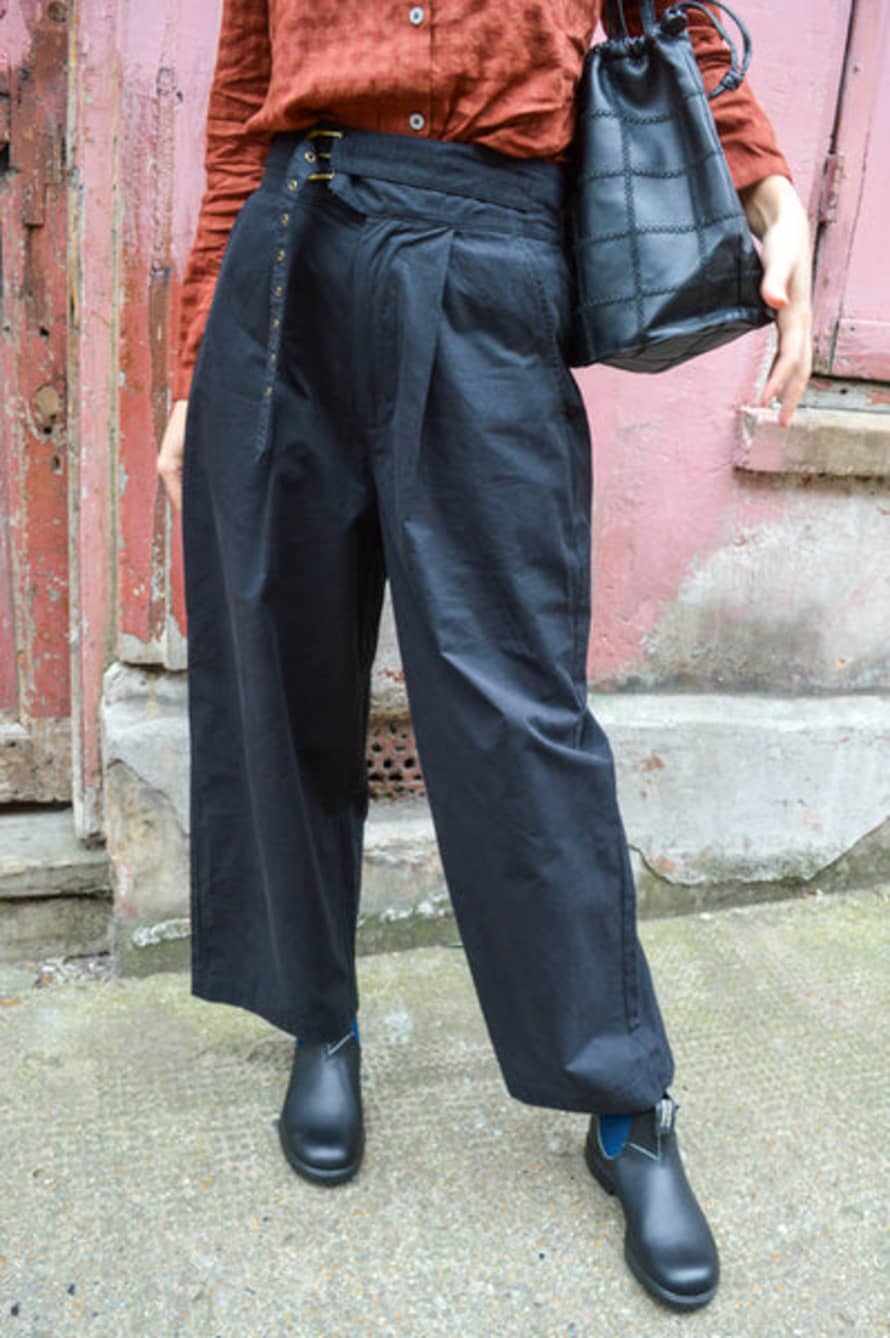 Dream Black Pleated Twill Trousers