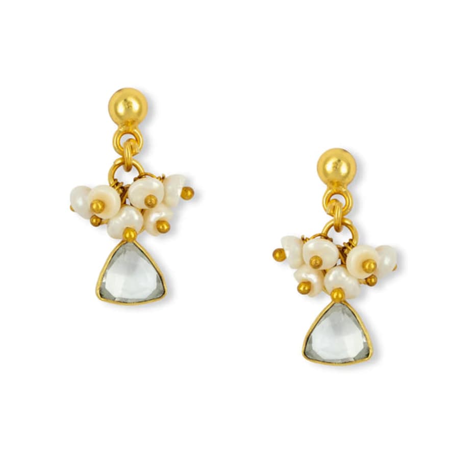 Ashiana Lacey Charm Earrings - White Freshwater Pearls