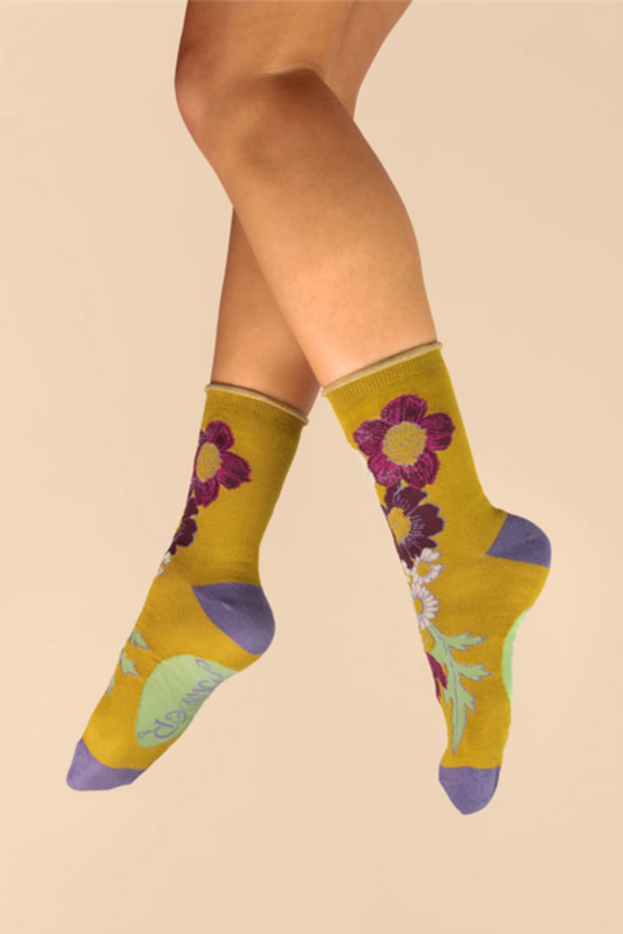 Powder Soc529 Wild Woodland Ankle Socks In Mustard