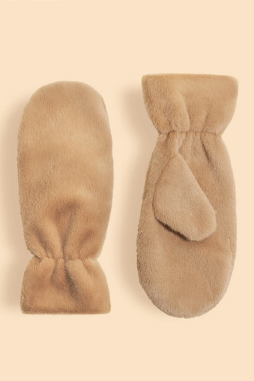 Powder Ted1 Women's Fluffy Teddy Mittens In Taupe