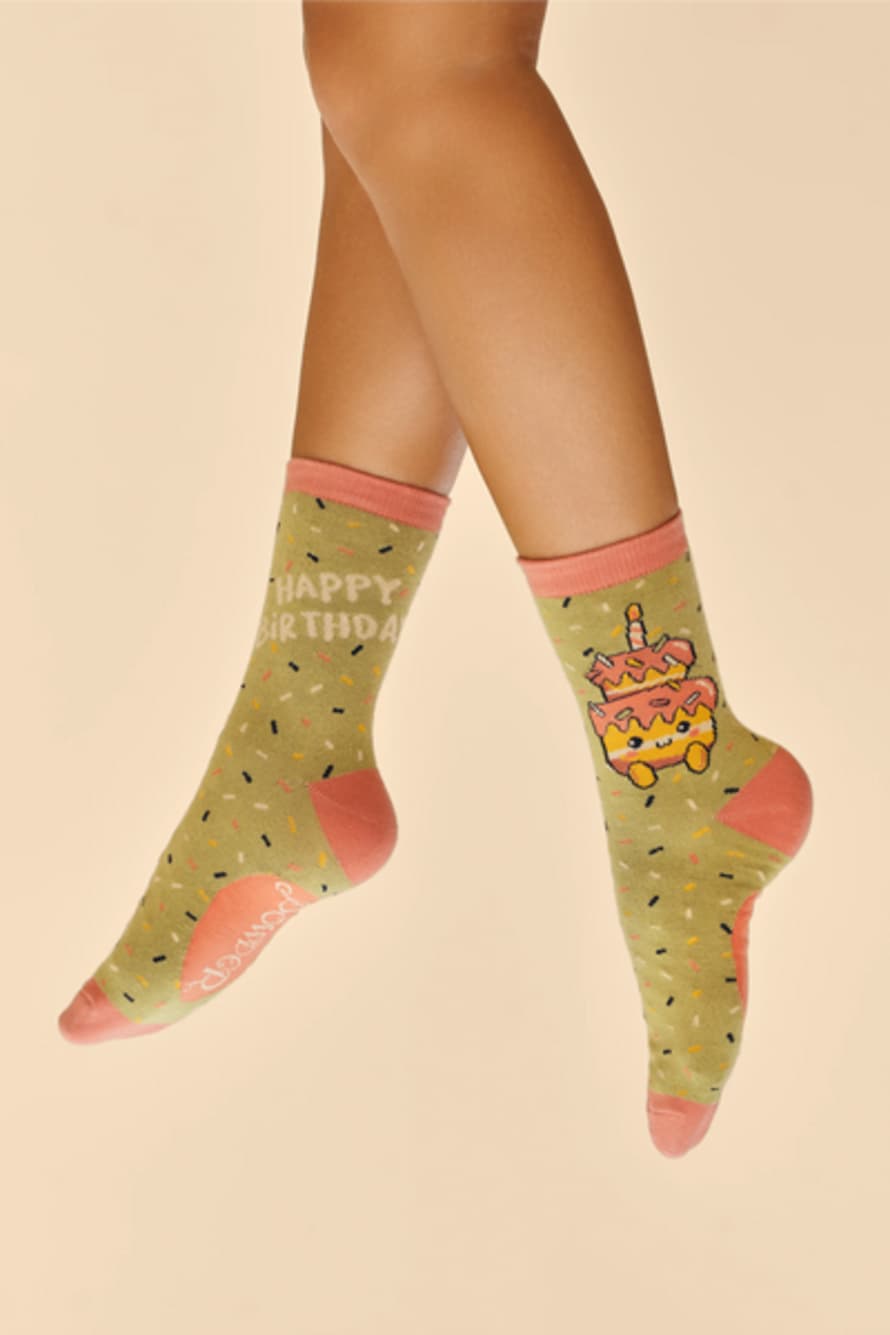 Powder Soc679 Happy Birthday Tiered Cutie Ankle Socks