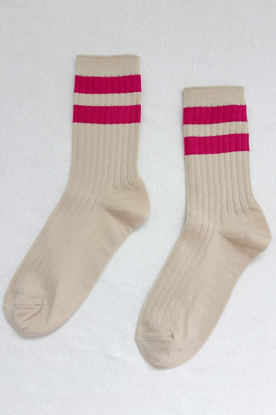 Le Bon Shoppe Her Varsity Magenta Socks