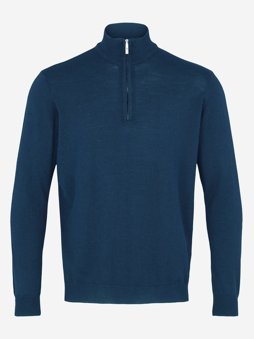 SAND - Mens Ibro Merino Half Zip Jumper In Blue