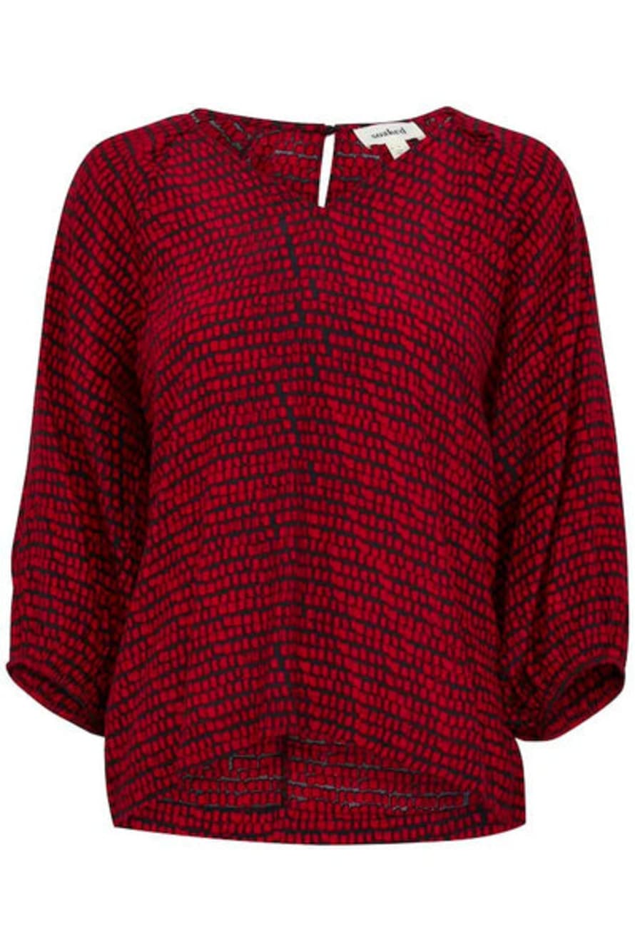 Soaked in Luxury  Alize Salsa Square Print Top - Red