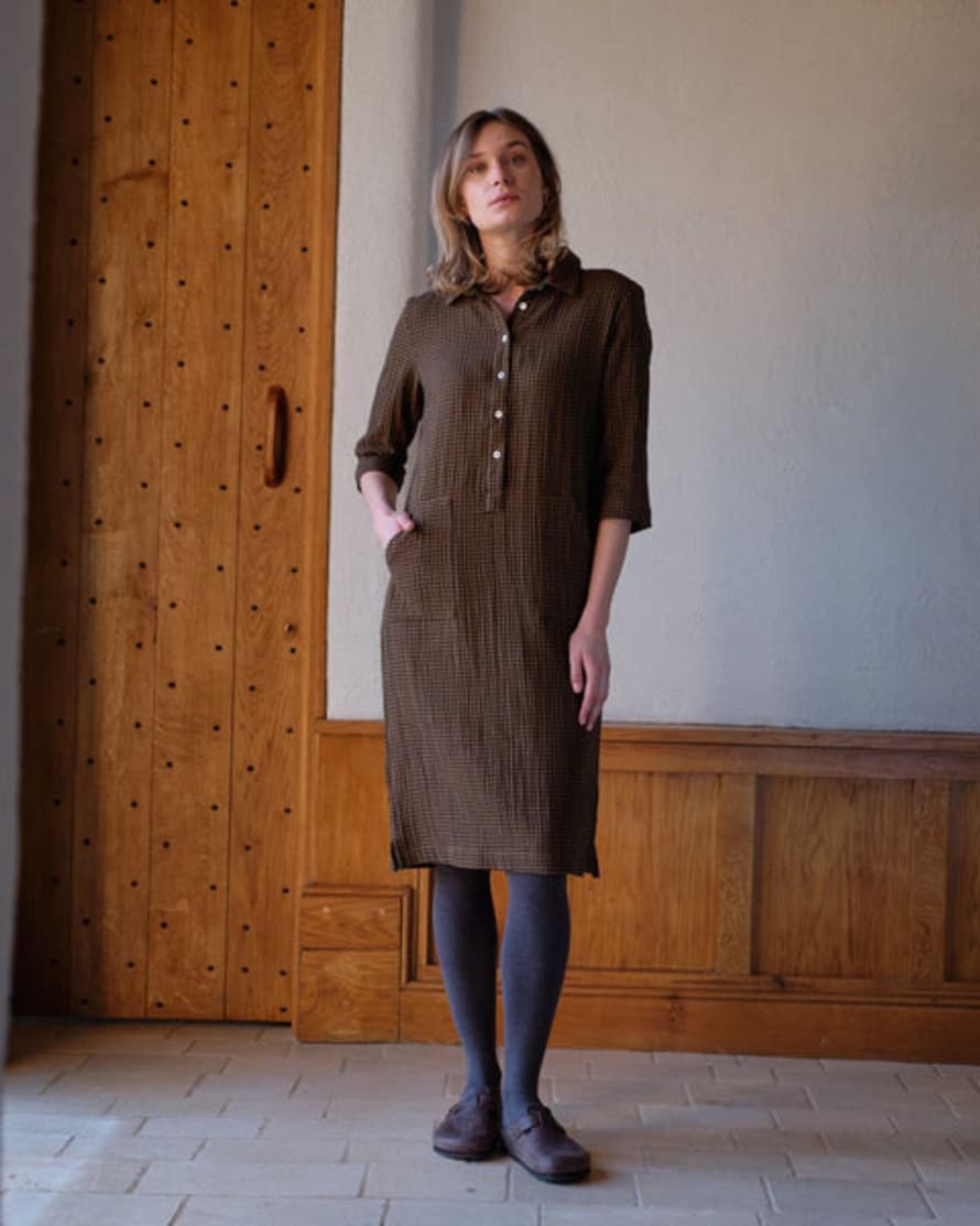 Bibico Tara Dress In Khaki Check