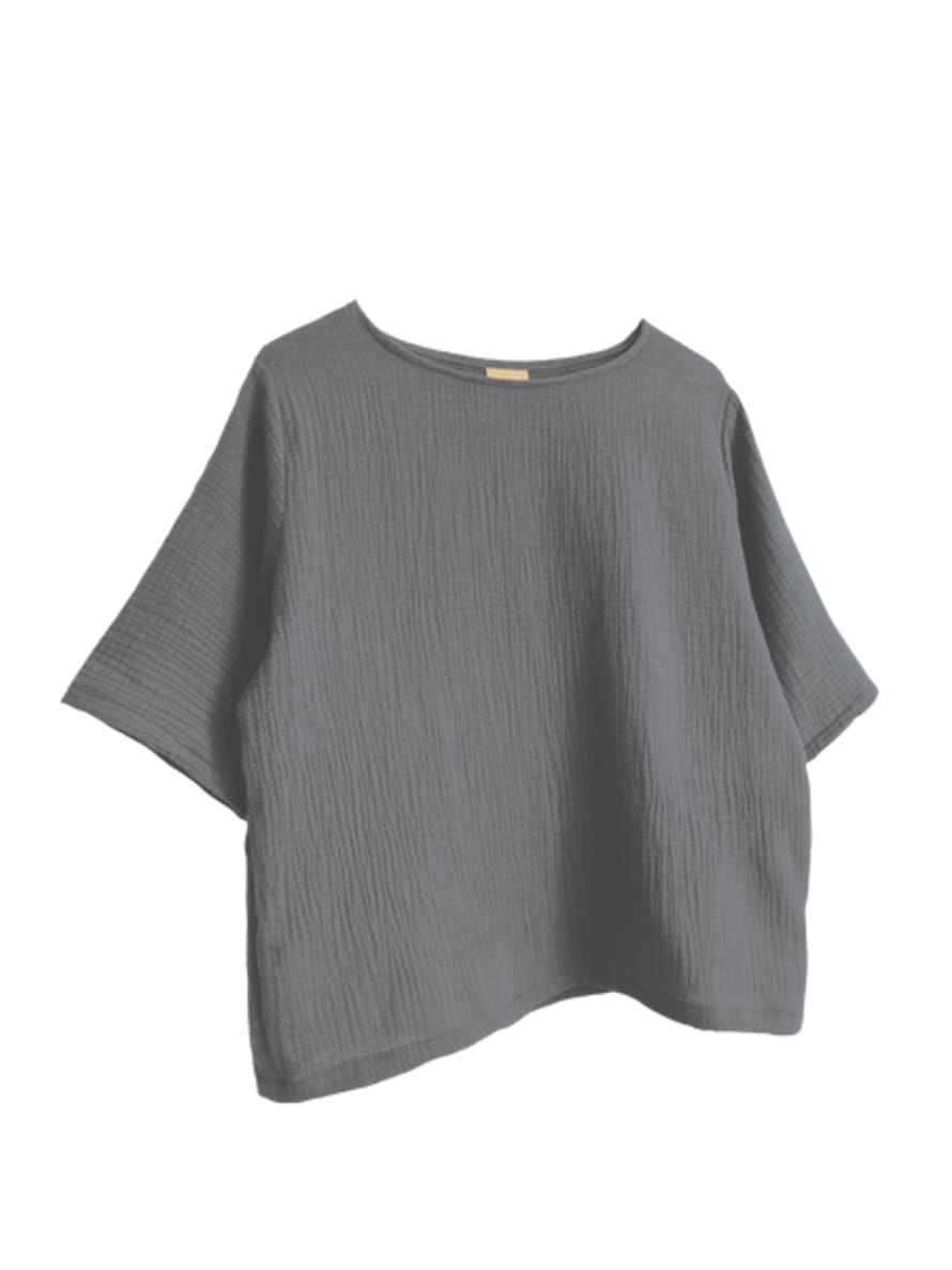 Walker and Walker The Saffy - Short Sleeve Top - Anthracite Grey - Ready To Ship