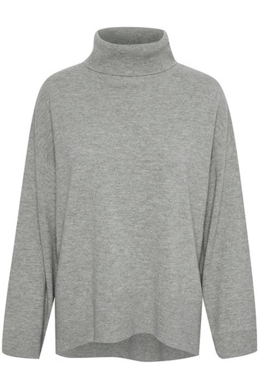 Soaked in Luxury  Slmolina Grey Melange High Neck Jumper