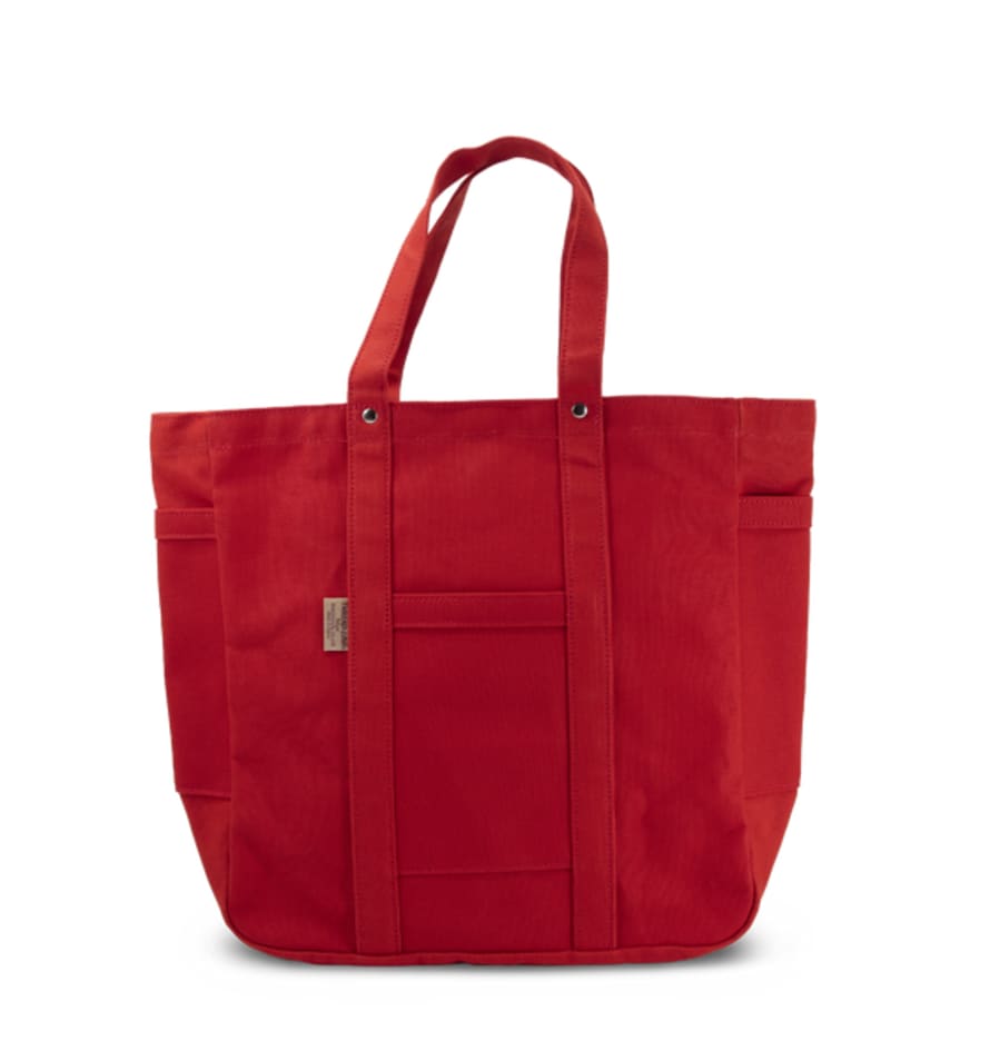 Thread-Line Square Canvas Tote Bag, Red