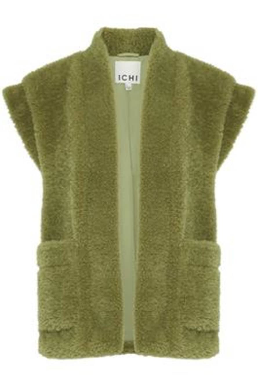 ICHI Gizla Faux Fur Gilet - Mayfly