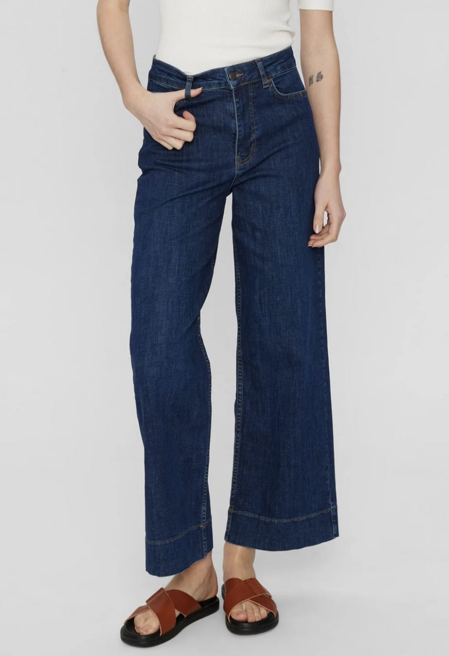 Numph Nuparis Cropped Jeans Dark Blue Denim