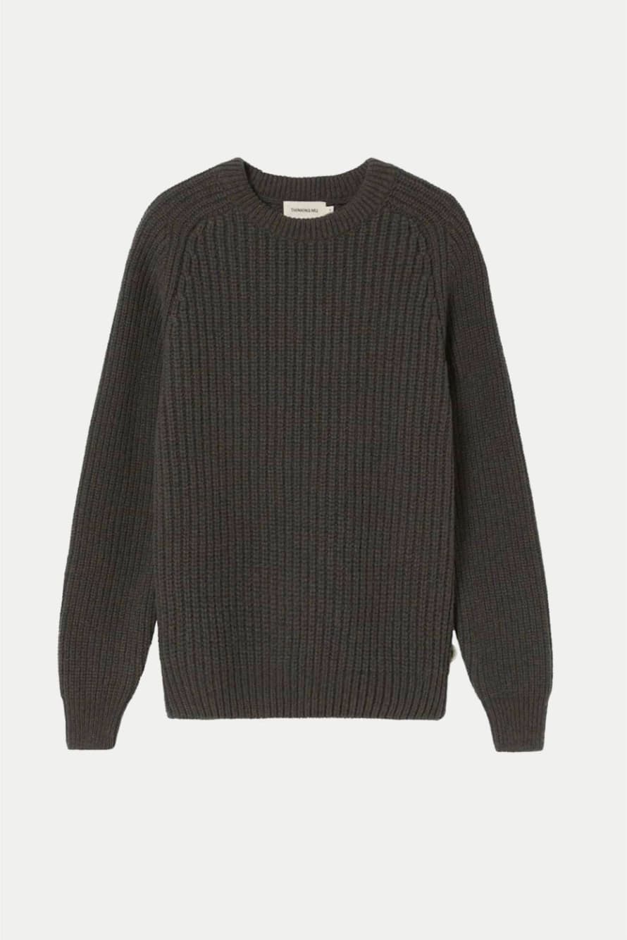 Thinking Mu Olive Blue Melange Neo Knitted Sweater