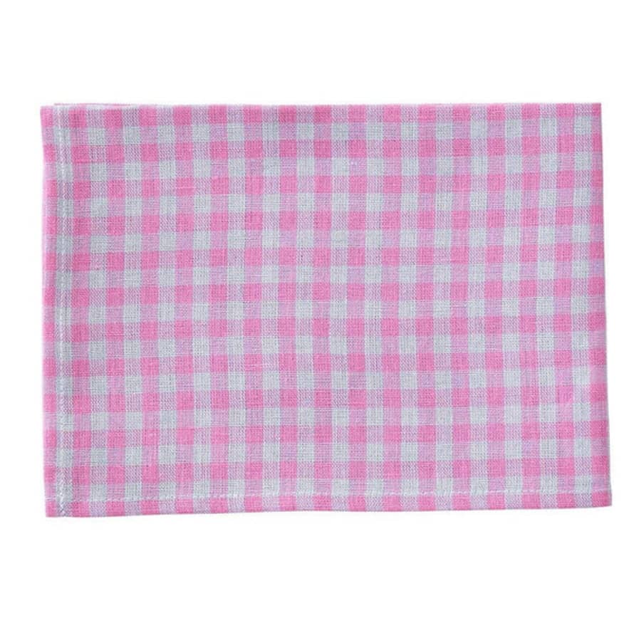 Fog Linen Work Pink Grey Plaid Colette Kitchen Cloth