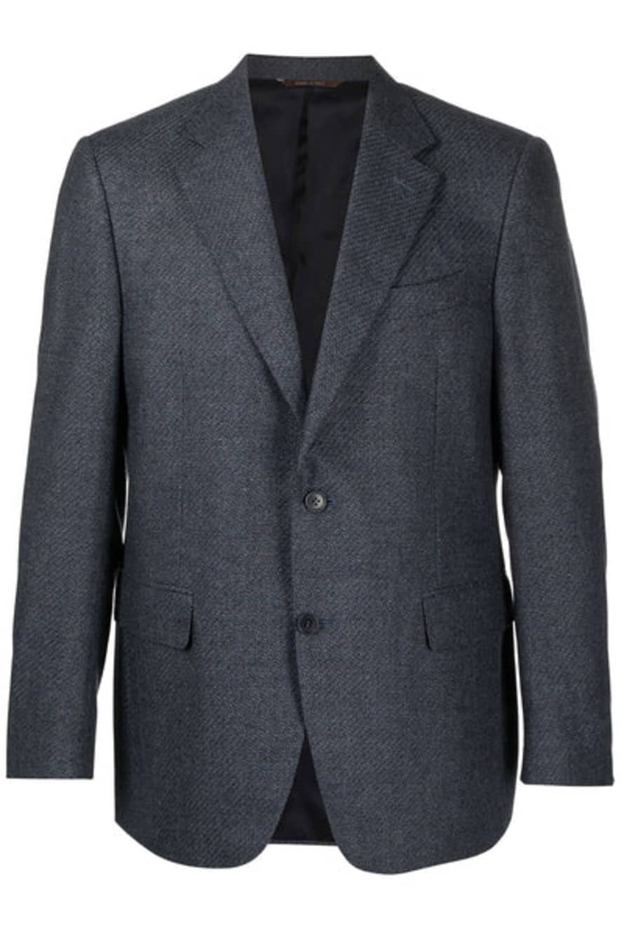 Canali Dark Blue 2 Button Jacket With Zig-Zag Detail Fabric 13280/7r-cu04651.301