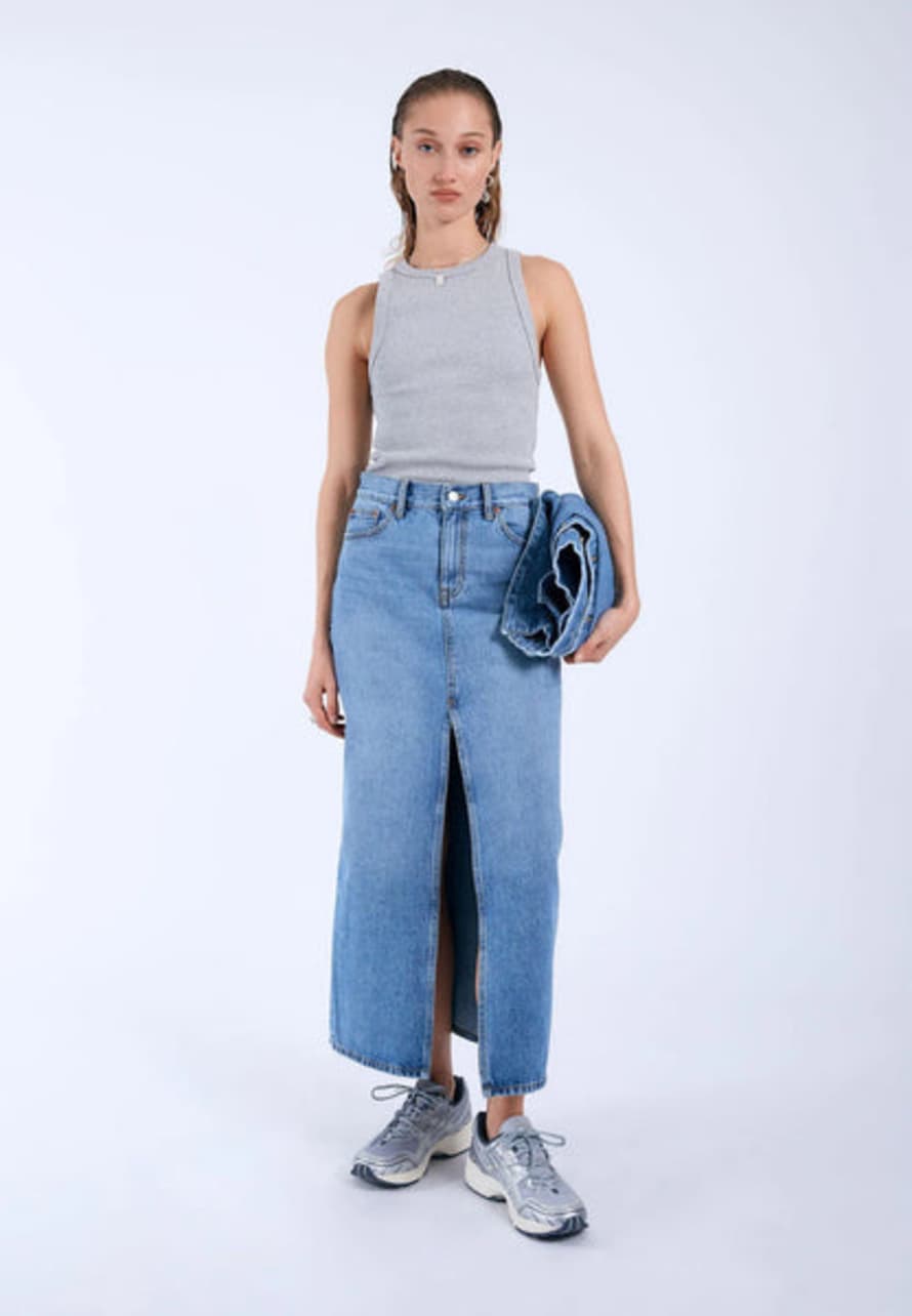 Dr Denim Myra Maxi Denim Skirt - Stream Sky Retro