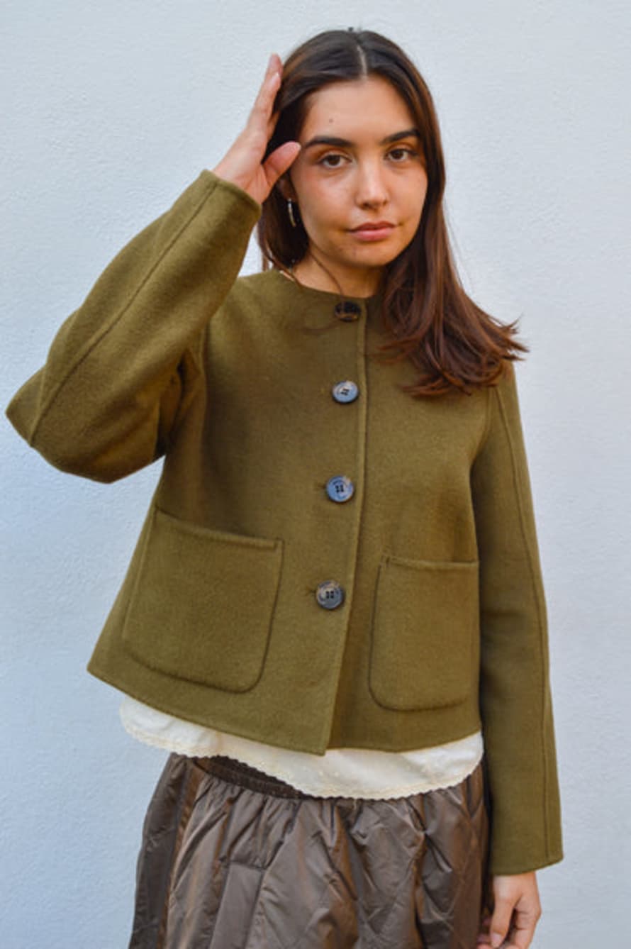 Indi & Cold Abrigo Olive Green Coat